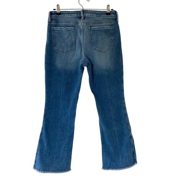 NYDJ Cropped Flare Leg High Waist Ankle Jean in Quinta wash size 6 blue raw hem - Picture 4 of 12